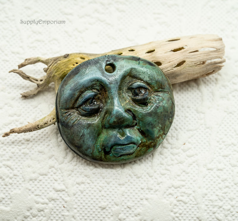 Polymer Clay Pendant, Large Moon Face 43mm, 1 Piece) CLAY 5463