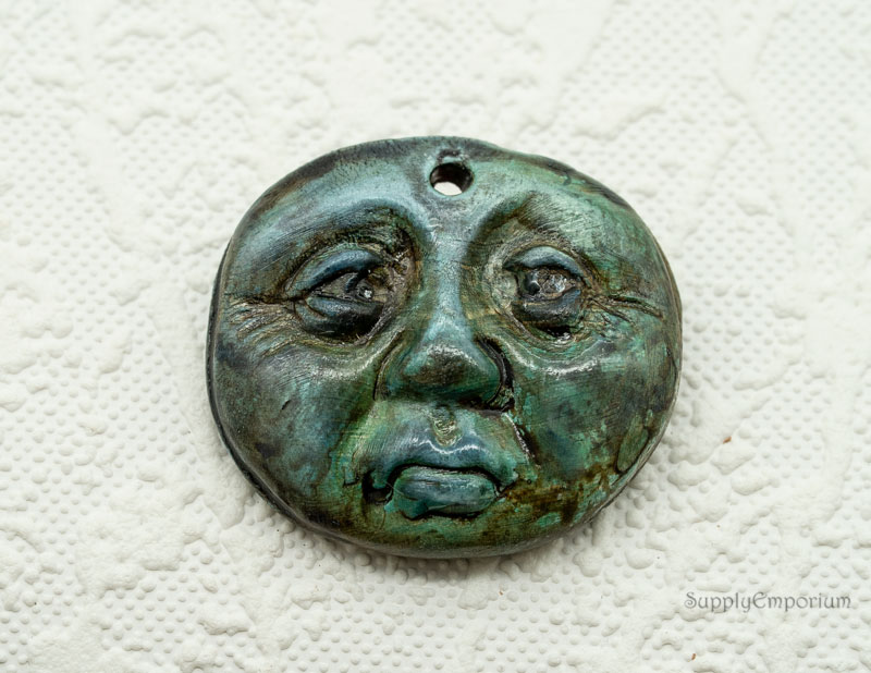 Polymer Clay Pendant, Large Moon Face 43mm, 1 Piece) CLAY 5463 - Image 2