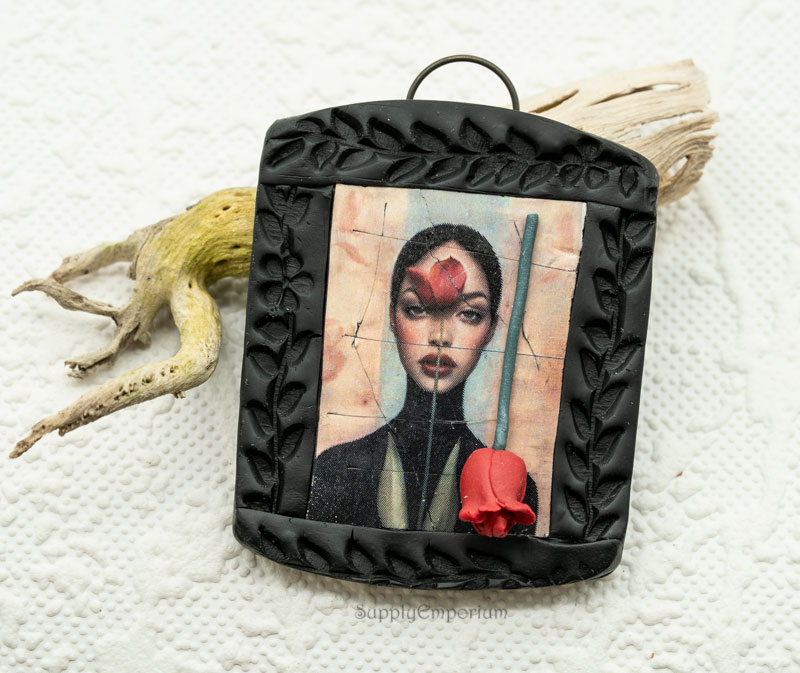 Polymer Clay Face Pendant – Tulip Design – 56x45mm (1 Piece), CLAY 5464 - Image 2