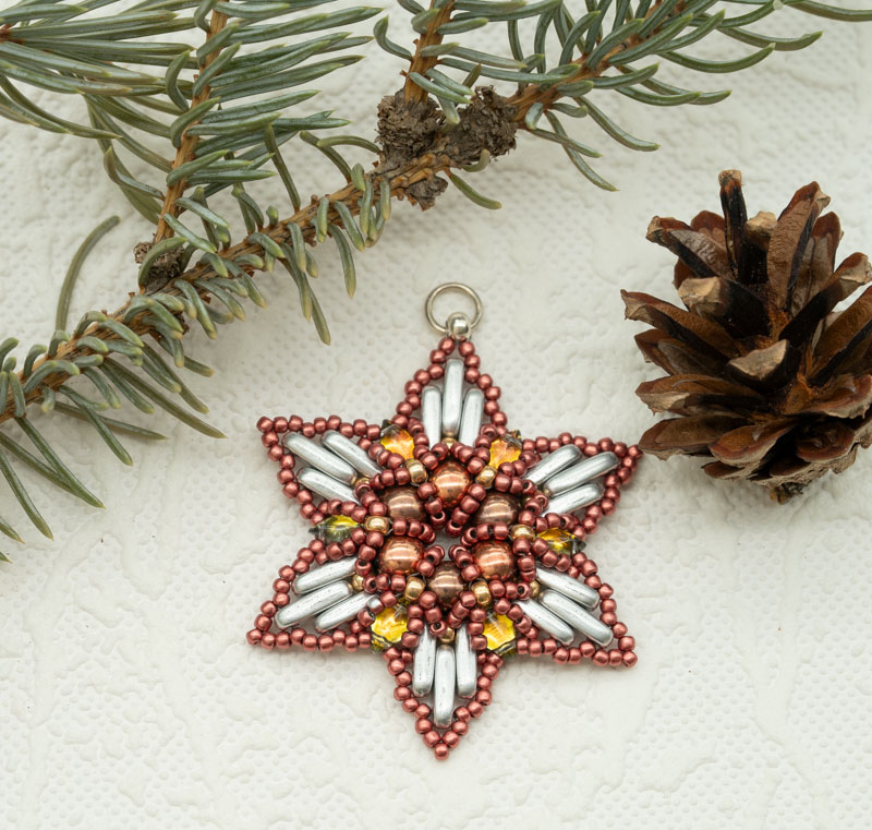 copper beaded snowflake star ornament suncatcher pendant handmade