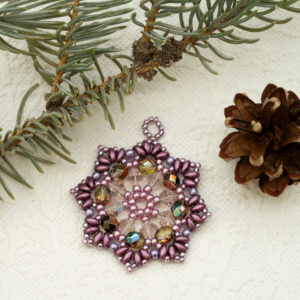 purple beaded snowflake star ornament suncatcher pendant handmade