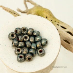 2/0 Matubo Seed Beads Turquoise Green Bronze Luster