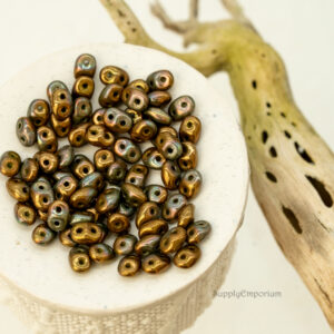 2.5x5mm Czech SuperDuo 2-Hole Beads Opaque Olive Bronze Vega