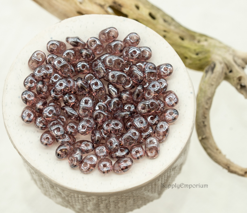 2.5x5mm Czech SuperDuo 2-Hole Beads Amethyst Luster