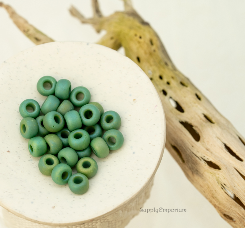 5/0 Miyuki Seed Beads Matte Opaque Green AB E-411FR 15 grams