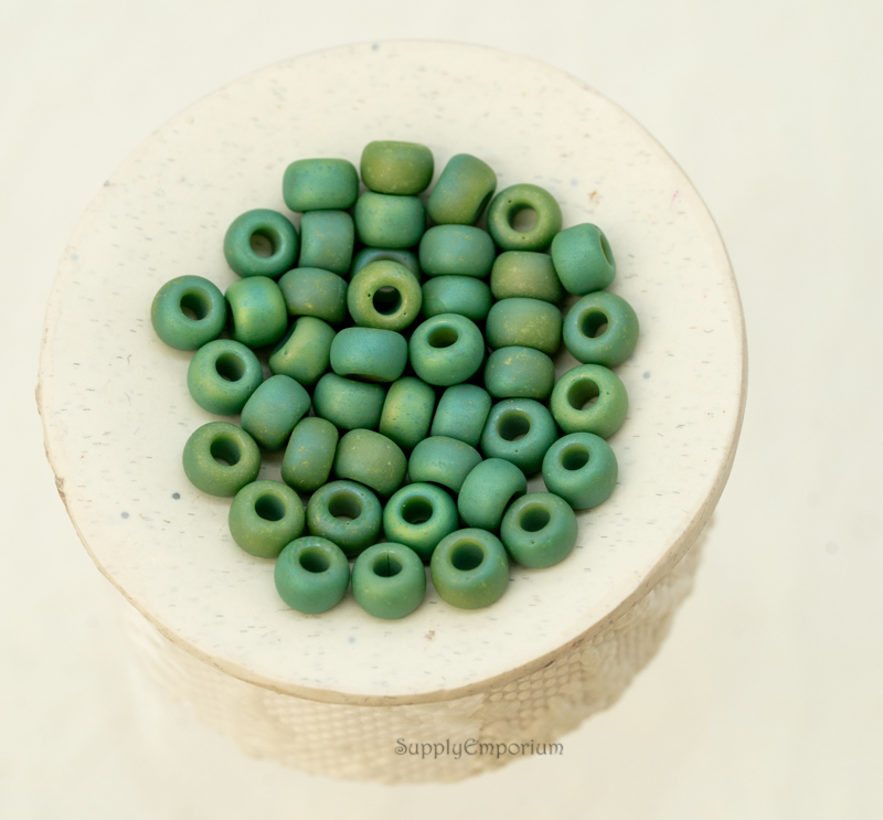 5/0 Miyuki Seed Beads - Matte Opaque Green AB, E-411FR (15 Grams) 1230 - Image 3