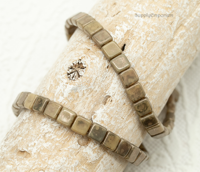 CzechMates Tile 2-Hole Beads - French Beige Moondust - 6mm (25 Pieces) 1320 - Image 4