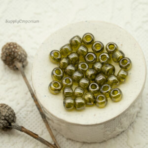 3/0 toho seed beads gold-lustered green tea 3-457
