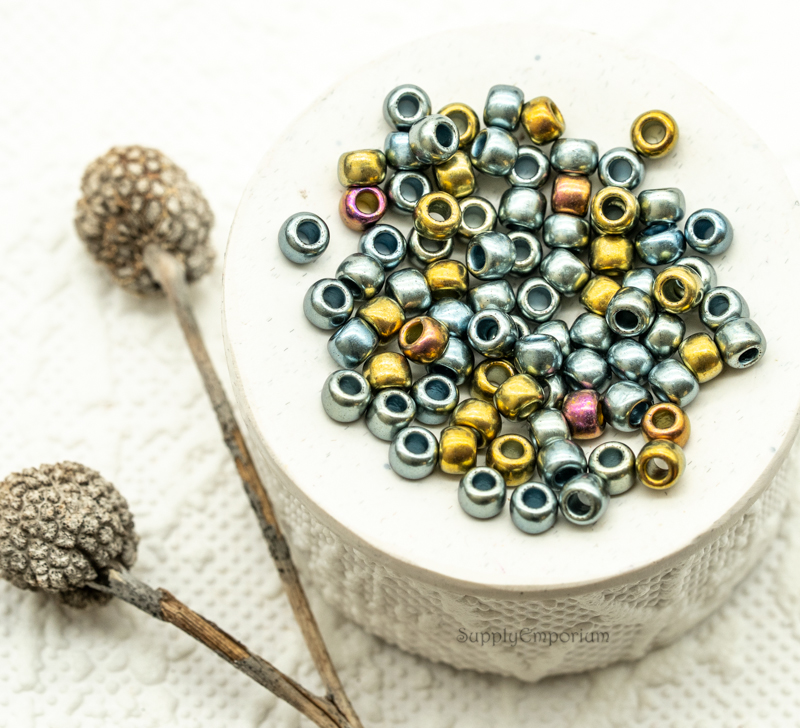 6/0 toho seed beads galvanized blue gold 6-721
