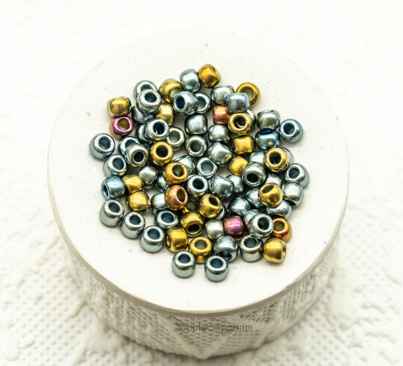 6/0 Toho Seed Beads - Galvanized Blue Gold, 6-721 (10 Grams) 2094 - Image 2