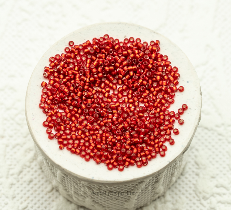 15/0 Toho Seed Beads - PermaFinish Silver Lined Frosted Ruby, 15-25CF (5 Grams) 2159R
