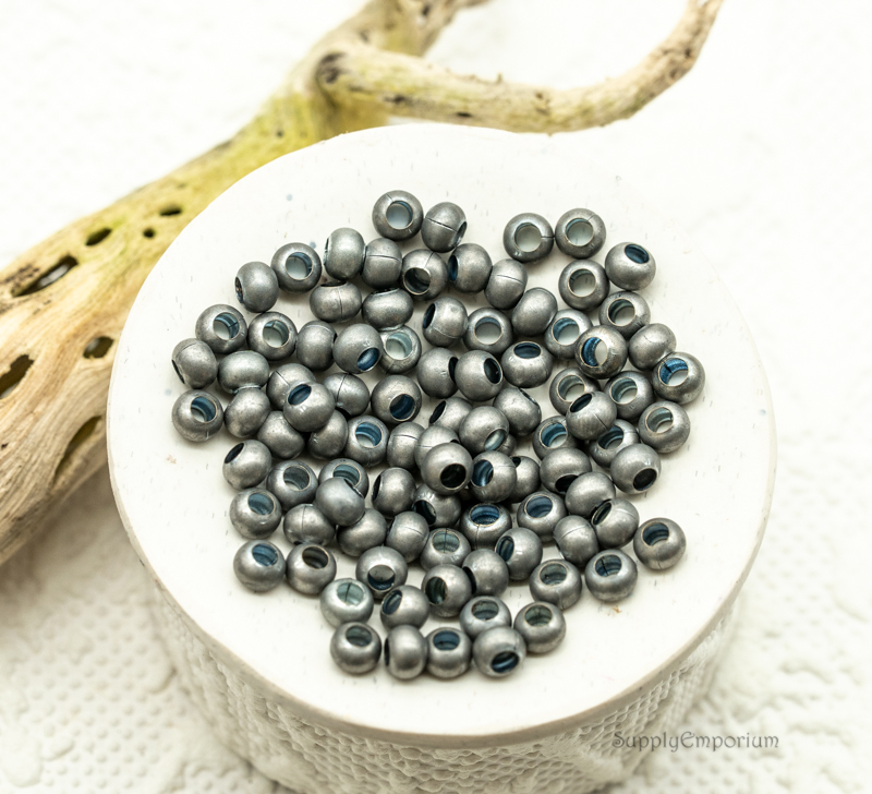 6/0 metal seed beads matte zinc
