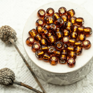 3/0 toho seed beads silver lined smoky topaz 3-34
