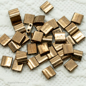 5x5 Miyuki Tila Metallic Dark Bronze 2 Hole Glass Beads