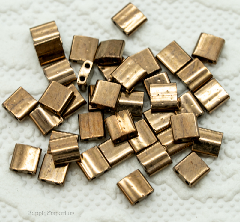 5x5 Miyuki Tila Metallic Dark Bronze 2 Hole Glass Beads