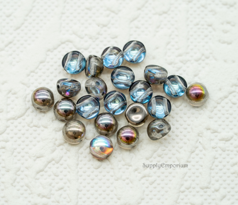 6mm Czech 2 Hole Cabochon - Crystal Graphite Rainbow (25 Pieces) 3037 - Image 3
