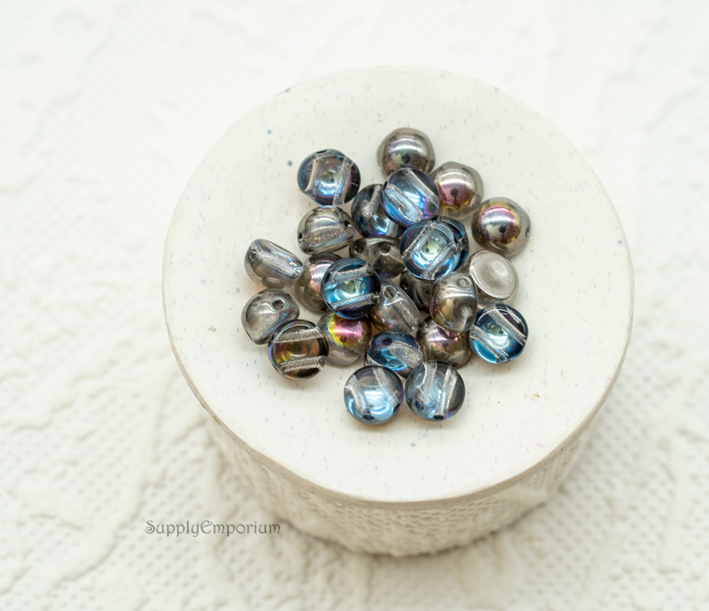 6mm Czech 2 Hole Cabochon - Crystal Graphite Rainbow (25 Pieces) 3037 - Image 2