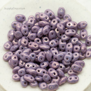2x4mm Czech MiniDuo Vega On Chalk 2-hole Czech glass beads
