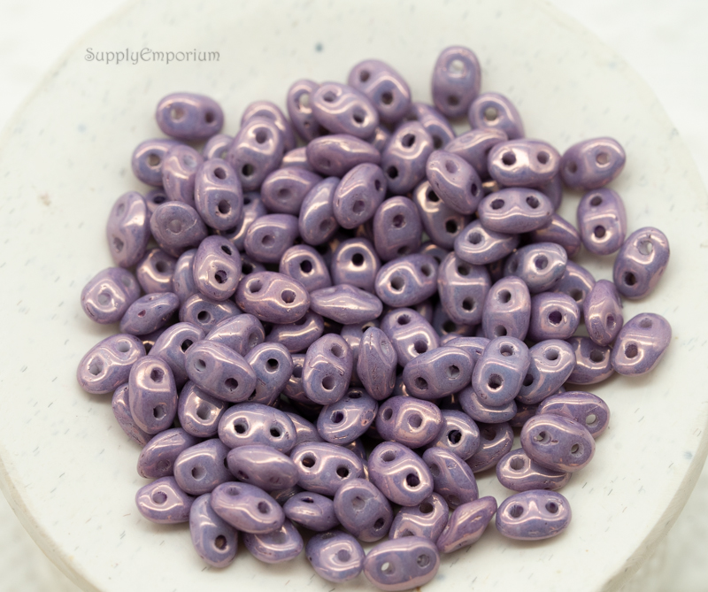 2x4mm Czech MiniDuo Vega On Chalk 2-hole Czech glass beads