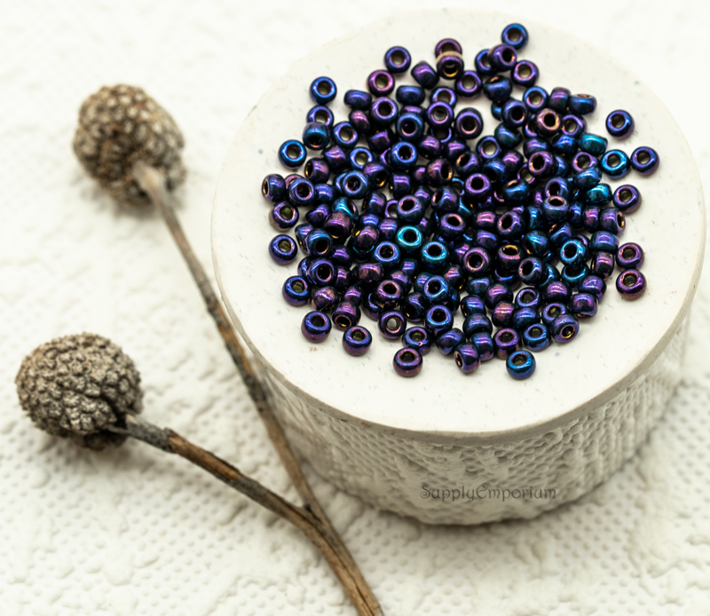 8/0 miyuki seed beads metallic bronze eggplant iris 8-469