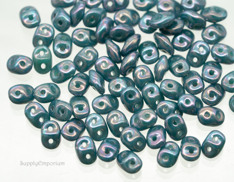 2.5x5mm Czech SuperDuo - Nebula Opaque Turquoise (10 Grams) 3584 - Image 3
