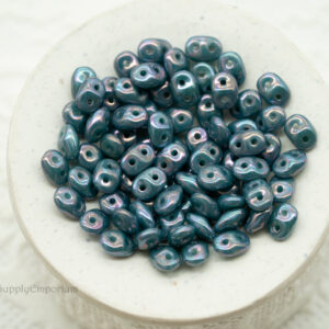 2.5x5mm Czech SuperDuo Nebula Opaque Turquoise 2 Hole Czech Glass Beads