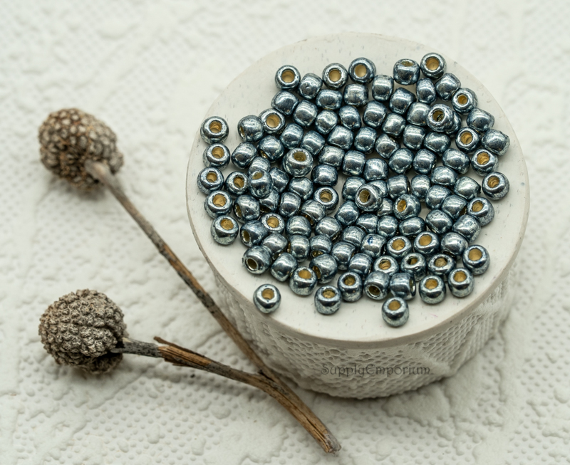 6/0 toho seed beads permafinish galvanized blue slate 6-pf565