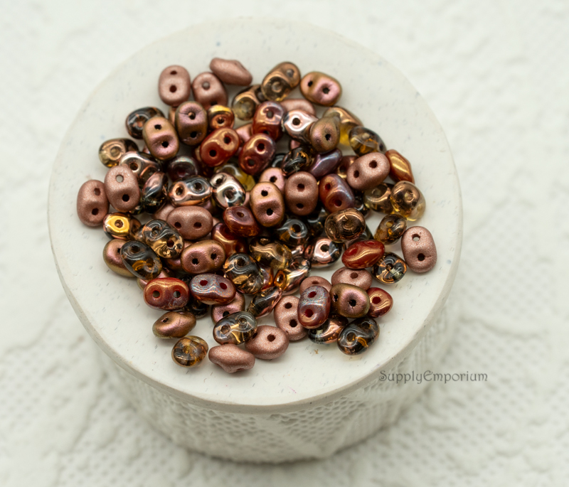 2.5x5mm SuperDuo mix Gilded Bronze 2-hole beads