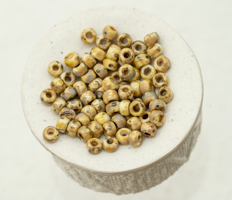 6/0 Miyuki Seed Beads - Opaque Yellow Picasso, 6-4512 (15 Grams) 754 - Image 3