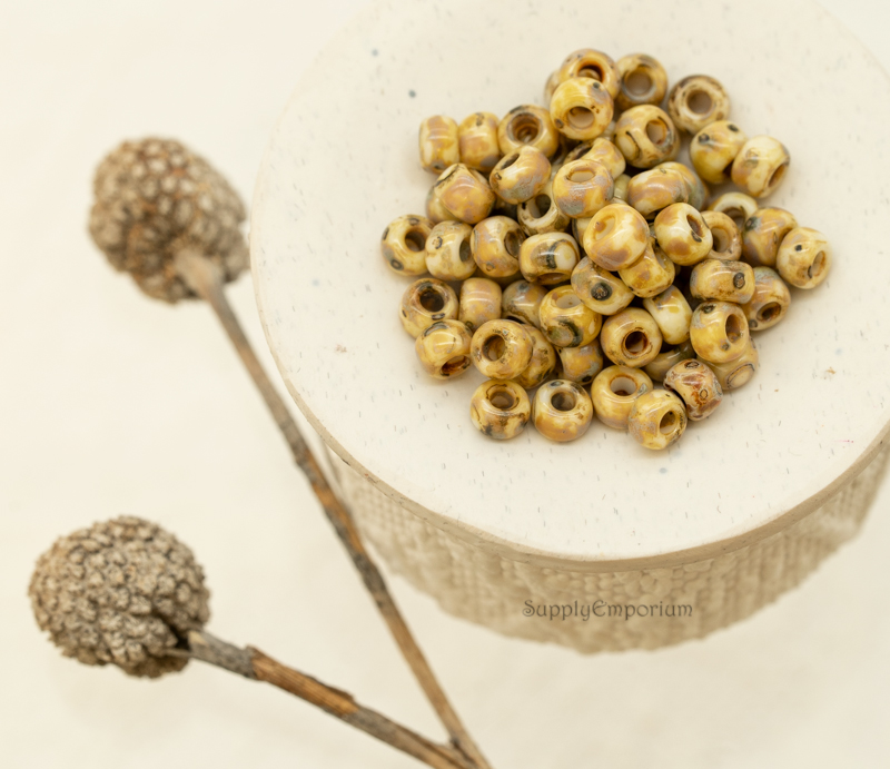 6/0 Miyuki Seed Beads Opaque Yellow Picasso 6-4512