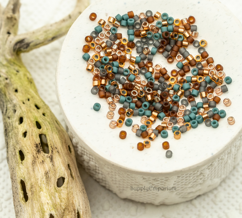11/0 Miyuki Delica bead mix Urban Mix98 turquoise brown gold neutral seed beads