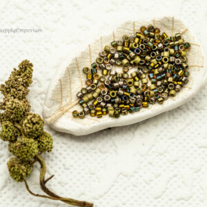 11/0 Miyuki Delica bead mix Ancient Mix55 gold green bronze seed beads aged metallic earthy tones