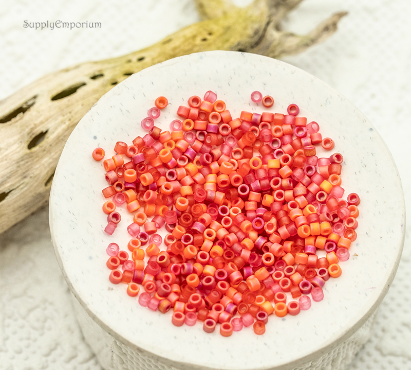 11/0 Miyuki Delica bead mix Hombre Coral Mix63 coral orange pink seed beads warm sunset tones