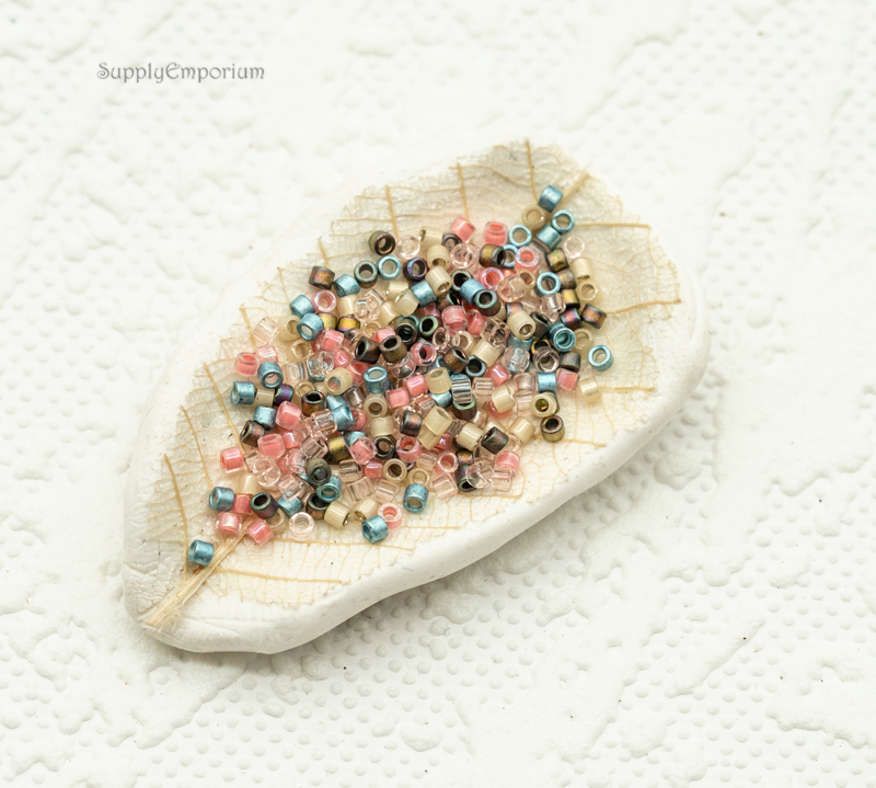 11/0 Miyuki Delica bead mix Soft Sweater Mix97 pastel neutral pink blue cream seed beads